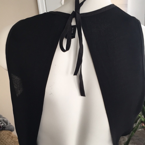 LINDA ALLARD ELLEN TRACY REAL SILK SHEER OPEN BACK TIE NECK TOP - Picture 4 of 5